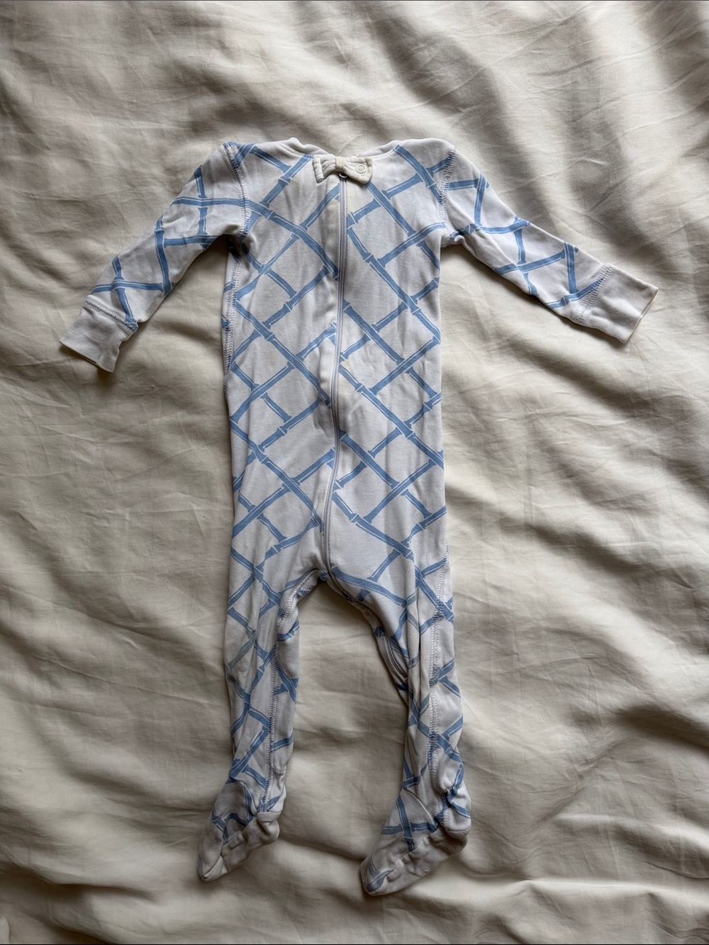Beaufort Bonnet Blue Lattice Pattern Kids One-Piece Footed Pajamas
